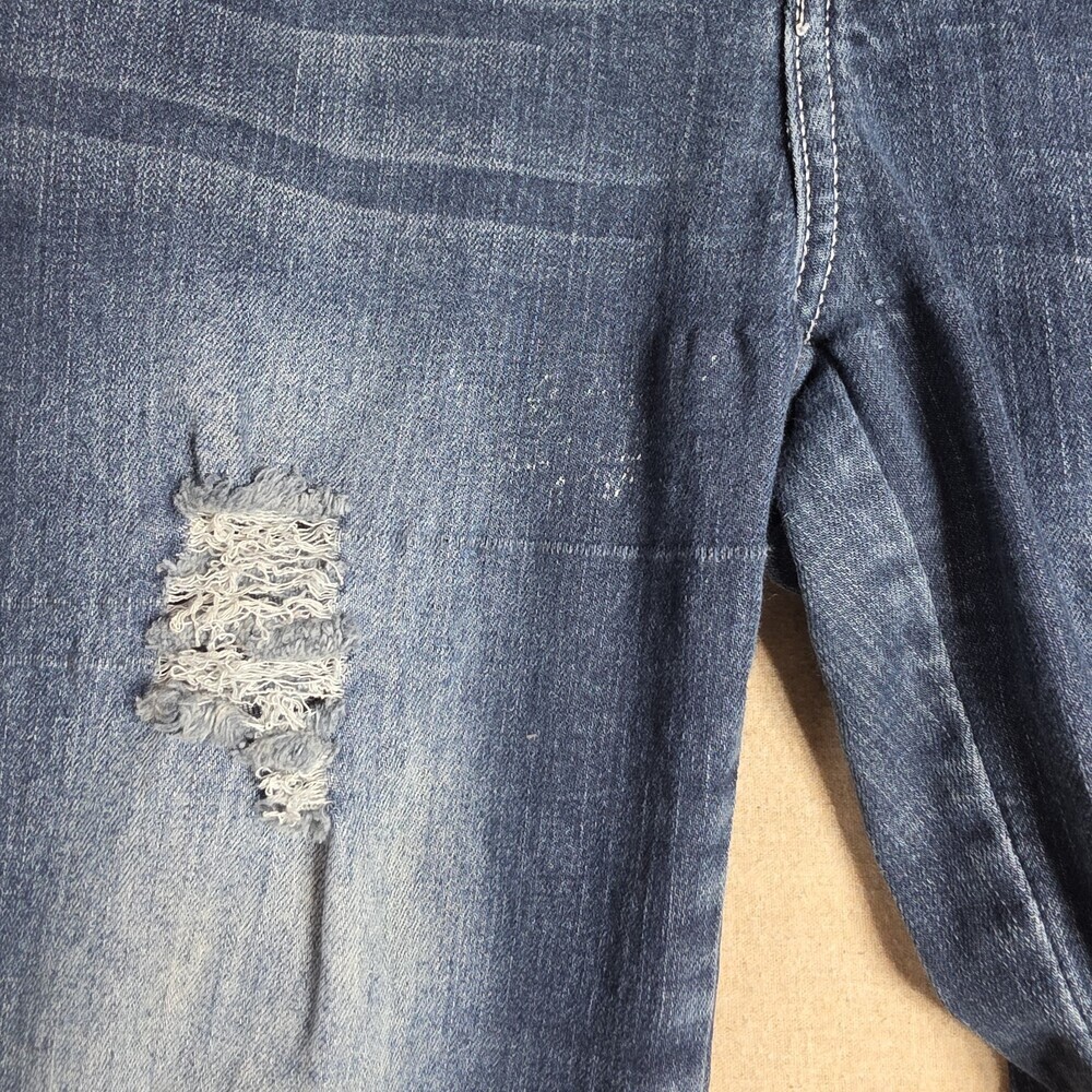 L & B Lucky & Blessed Stretchy Distressed Denim Blue Jeans Sz 6 Momcore Grunge - Picture 9 of 12